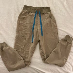 figs khaki brown jogger scrub pants